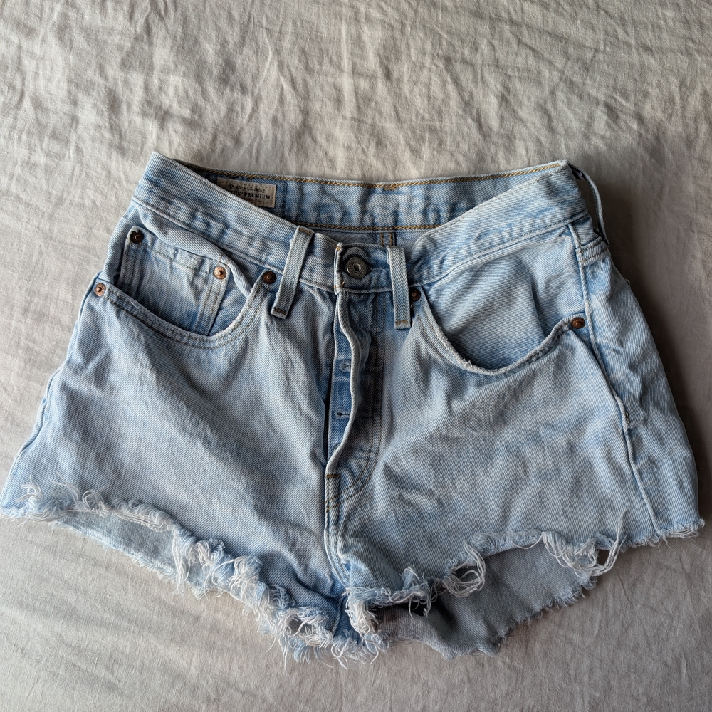 Levi's Blue Jean Shorts Distressed High-Waisted